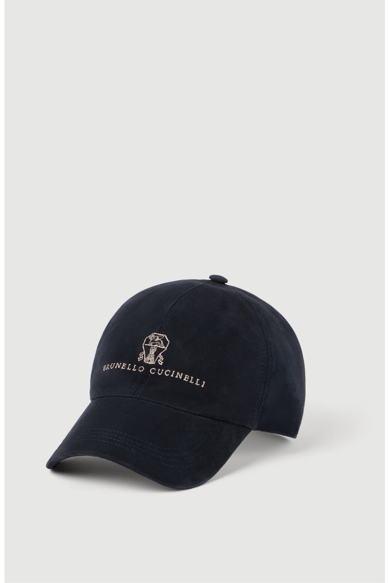 Suede baseball cap with embroidered logo, Main, color, Navy Blue