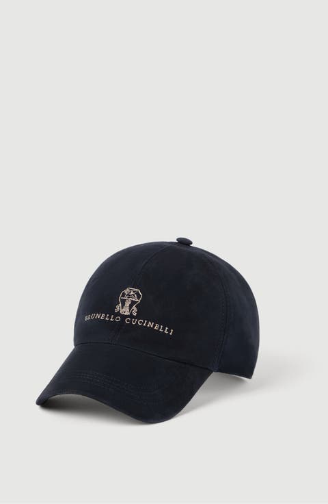 Suede baseball cap with embroidered logo