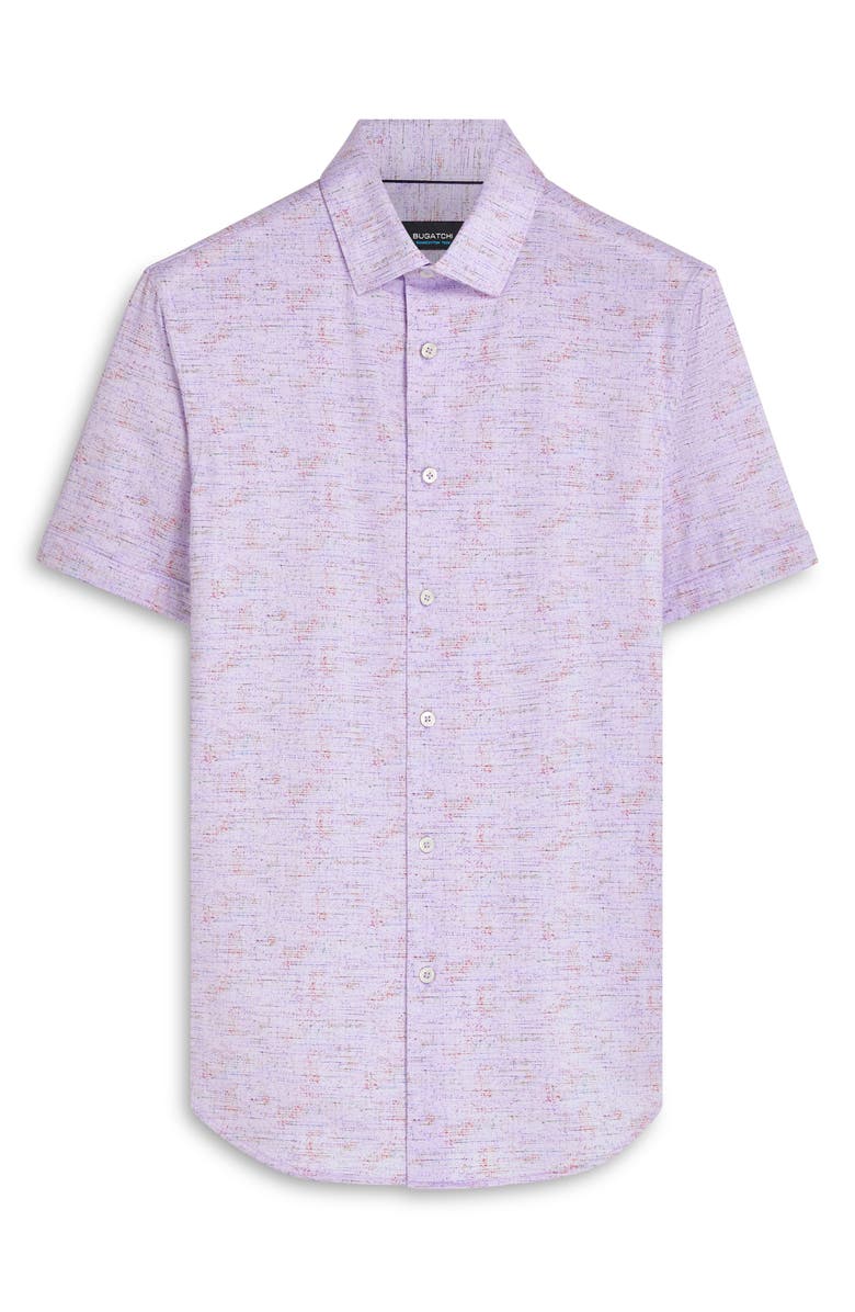 Bugatchi OoohCotton<sup>®</sup> Short Sleeve Button-Up Shirt, Alternate, color, Lilac