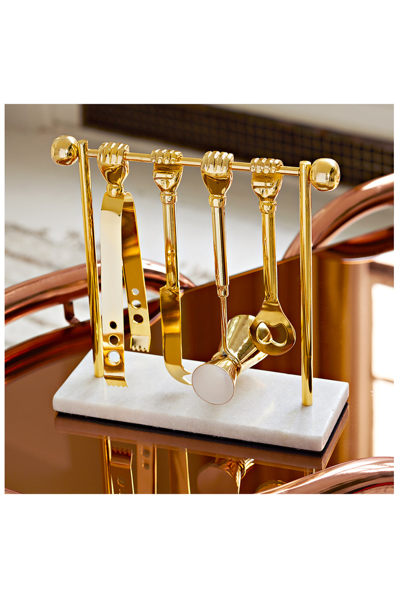 Barbell Barware Set, Alternate, color, Gold