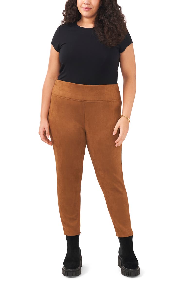 Vince Camuto Wide Waistband Faux Suede Leggings, Alternate, color,