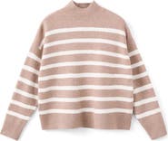 MANGO Oversize Stripe Mock Neck Sweater