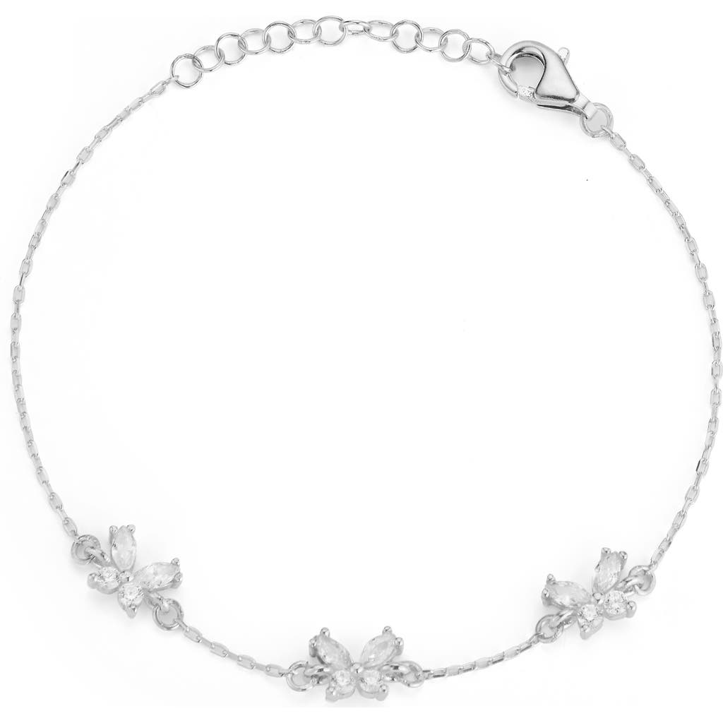 Glaze Jewelry Cubic Zirconia Butterfly Station Necklace In Metallic