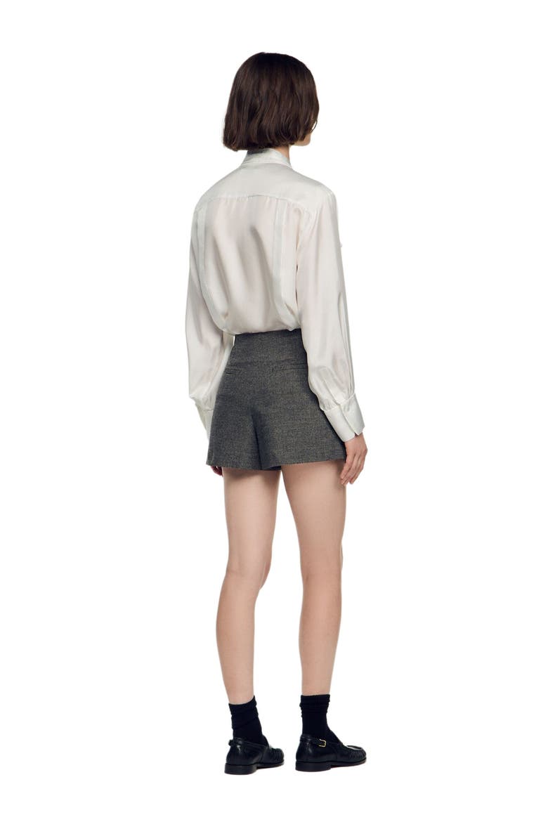 Houndstooth Wool Shorts, Alternate, color, Grey