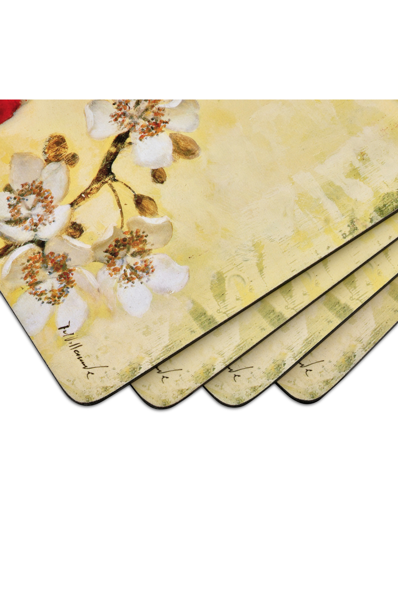 Red Poppy Blossoms Set of 4 Cork Back Placemats, Alternate, color, Multi