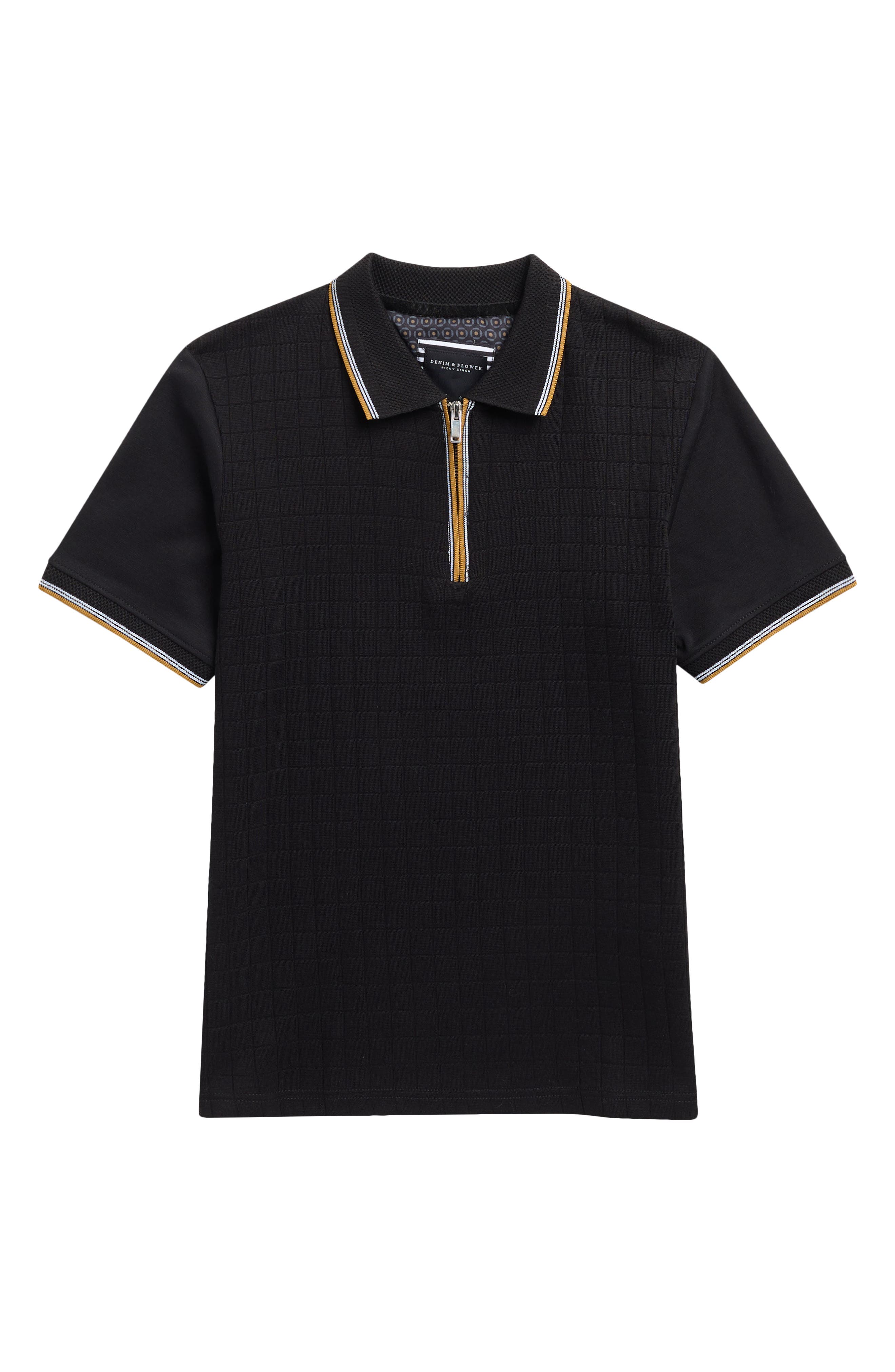 DENIM AND FLOWER Kids' Check Quarter Zip Knit Polo