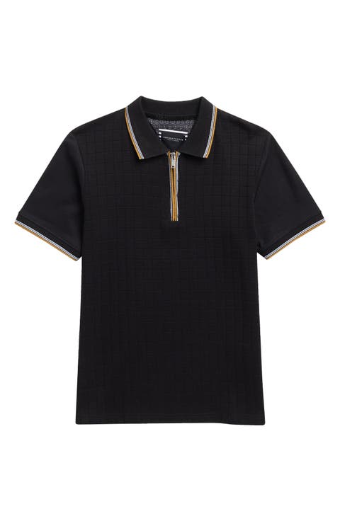 Kids' Check Quarter Zip Knit Polo (Big Kid)