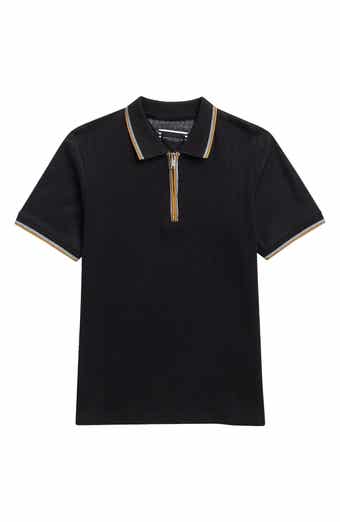 DENIM AND FLOWER Kids' Check Quarter Zip Knit Polo