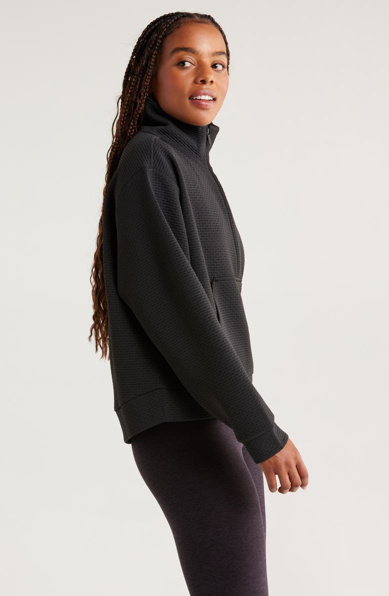 Zella Textured Half Zip Pullover, Alternate, color, Black