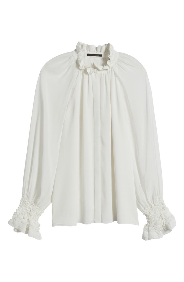 KOBI HALPERIN Effie Shirred Ruffle Neck Chiffon Top, Alternate, color, Ivory