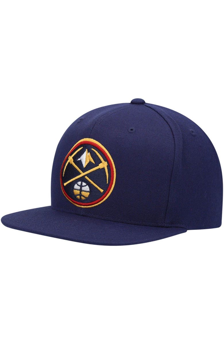 Mitchell & Ness Men's Mitchell & Ness Navy Denver Nuggets Team Ground Snapback Hat, Main, color, 