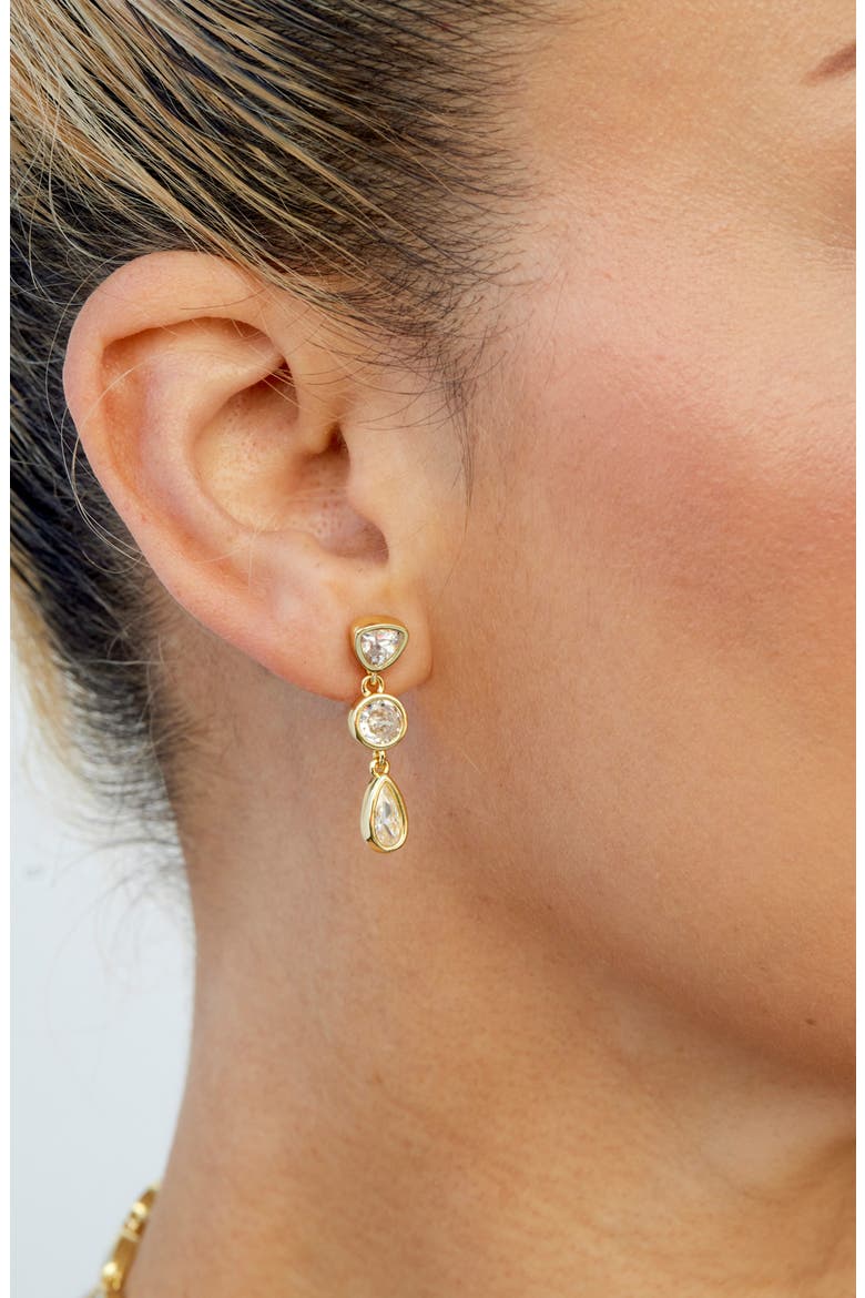 Bezel Cubic Zirconia Drop Earrings, Alternate, color, YELLOW