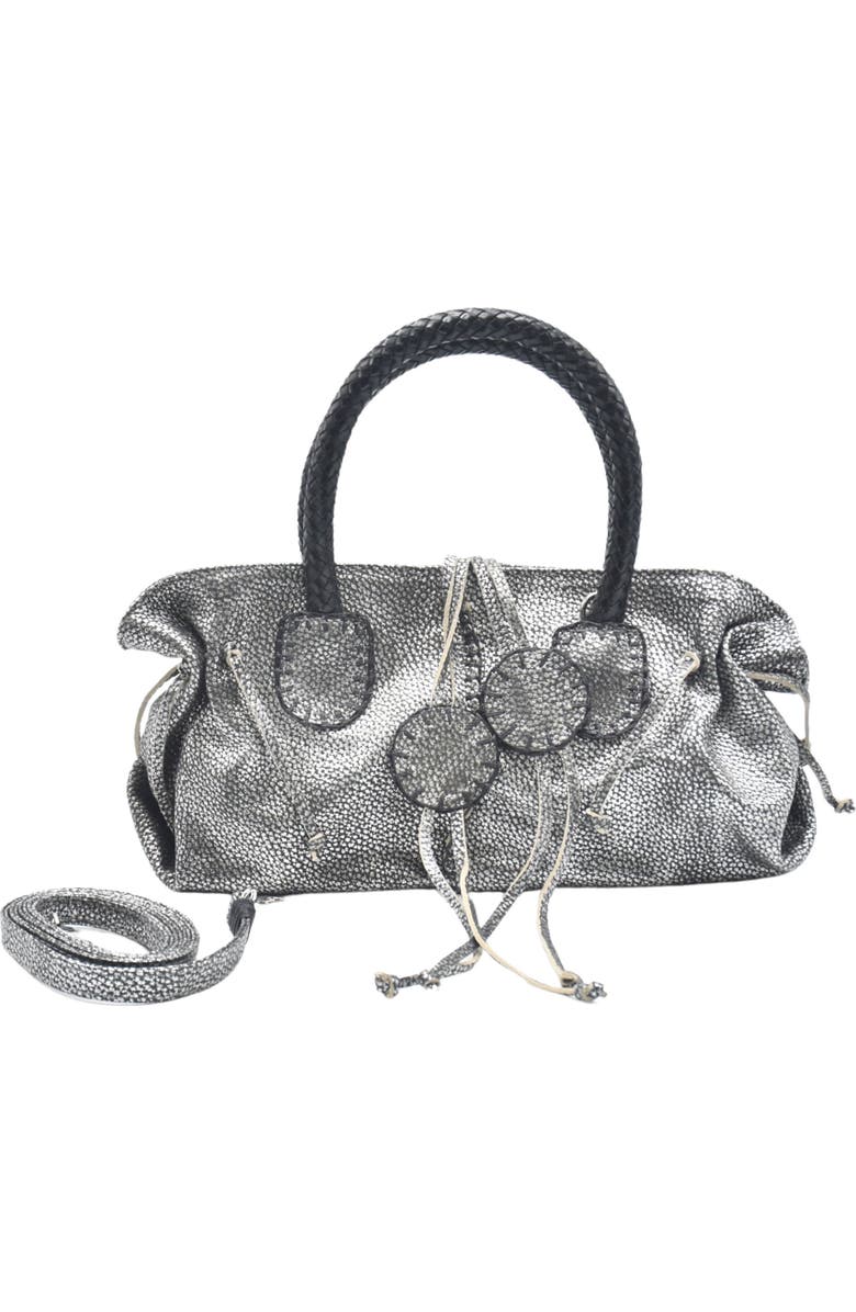 Carlos Falchi Mini Satchel Top Grain Leather Bag, Main, color, Roman Chrome