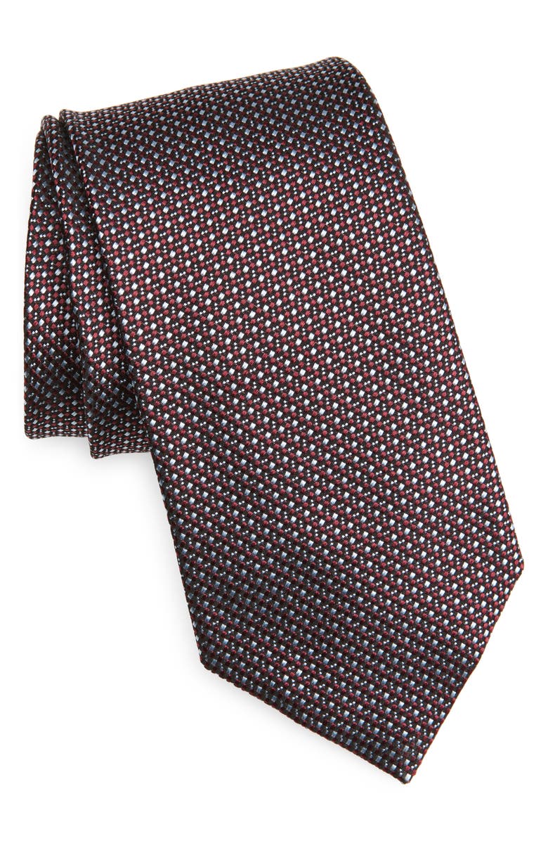 ZEGNA TIES Geometric Silk Jacquard Tie, Main, color, Dark Red