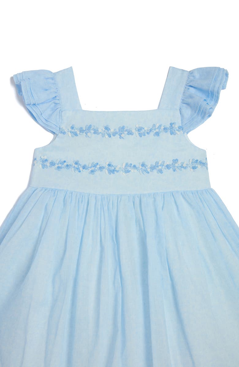 Pippa & Julie Embroidered Flutter Dress & Bloomers Set, Alternate, color, Blue