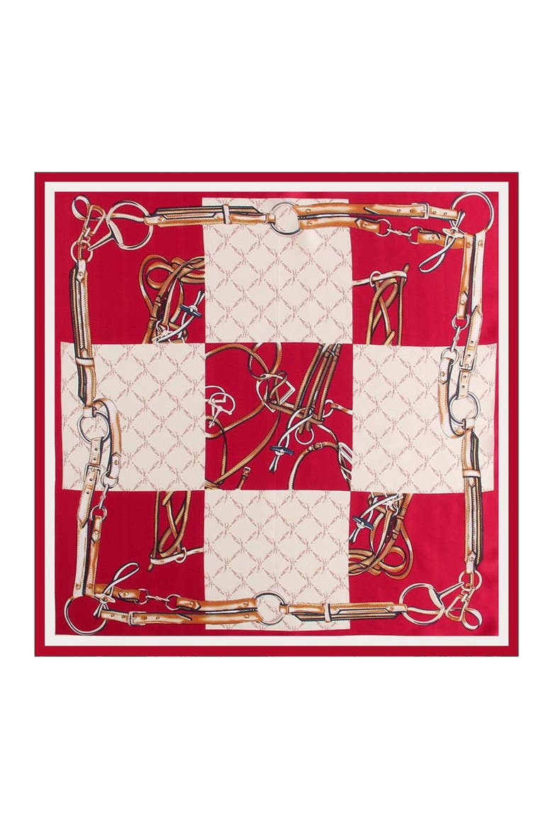 Pure Silk Diversity Pattern Square Scarf, Alternate, color, DarkRed