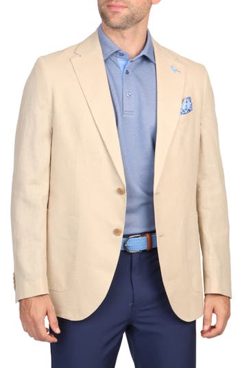 Tailorbyrd Linen-blend Sport Coat In Khaki