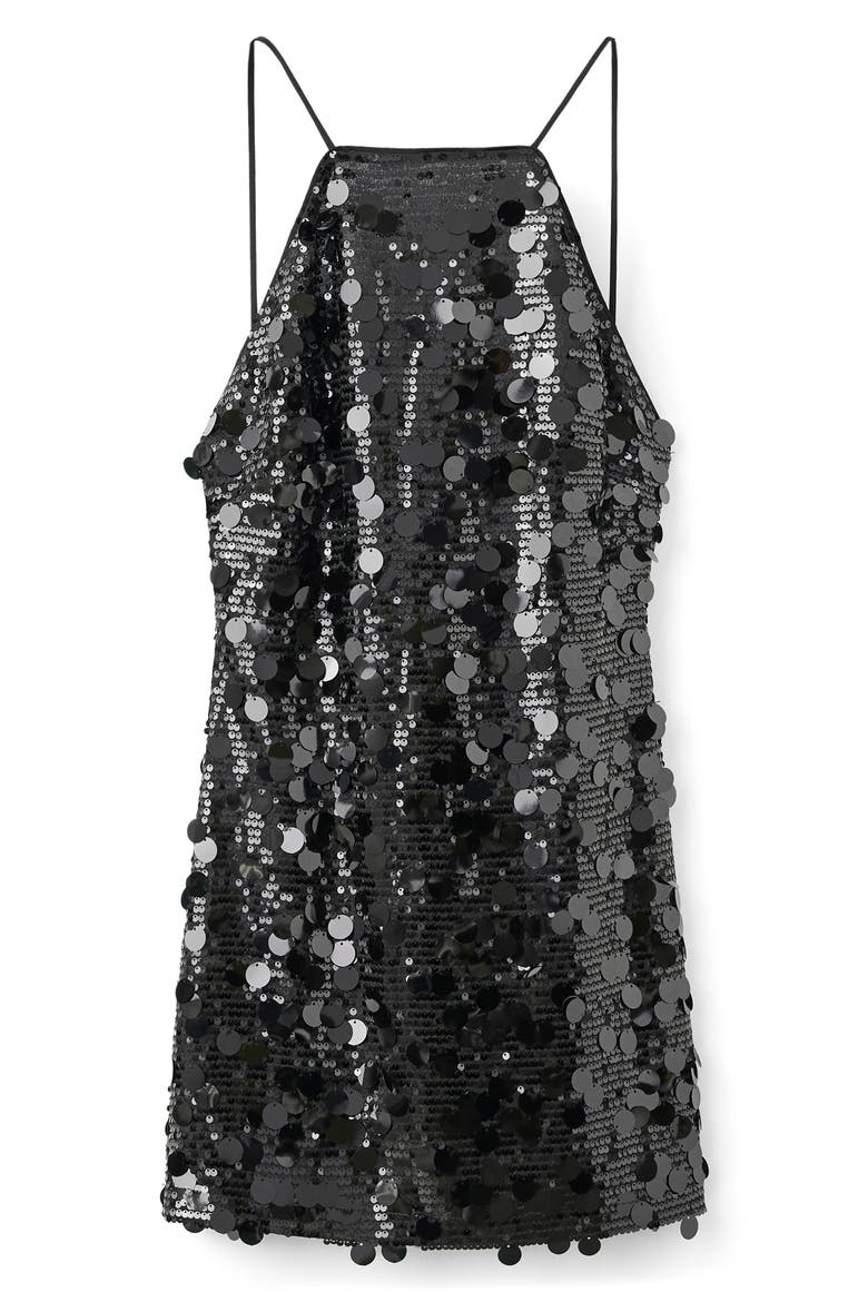 Paillette Minidress, Alternate, color, BLACK