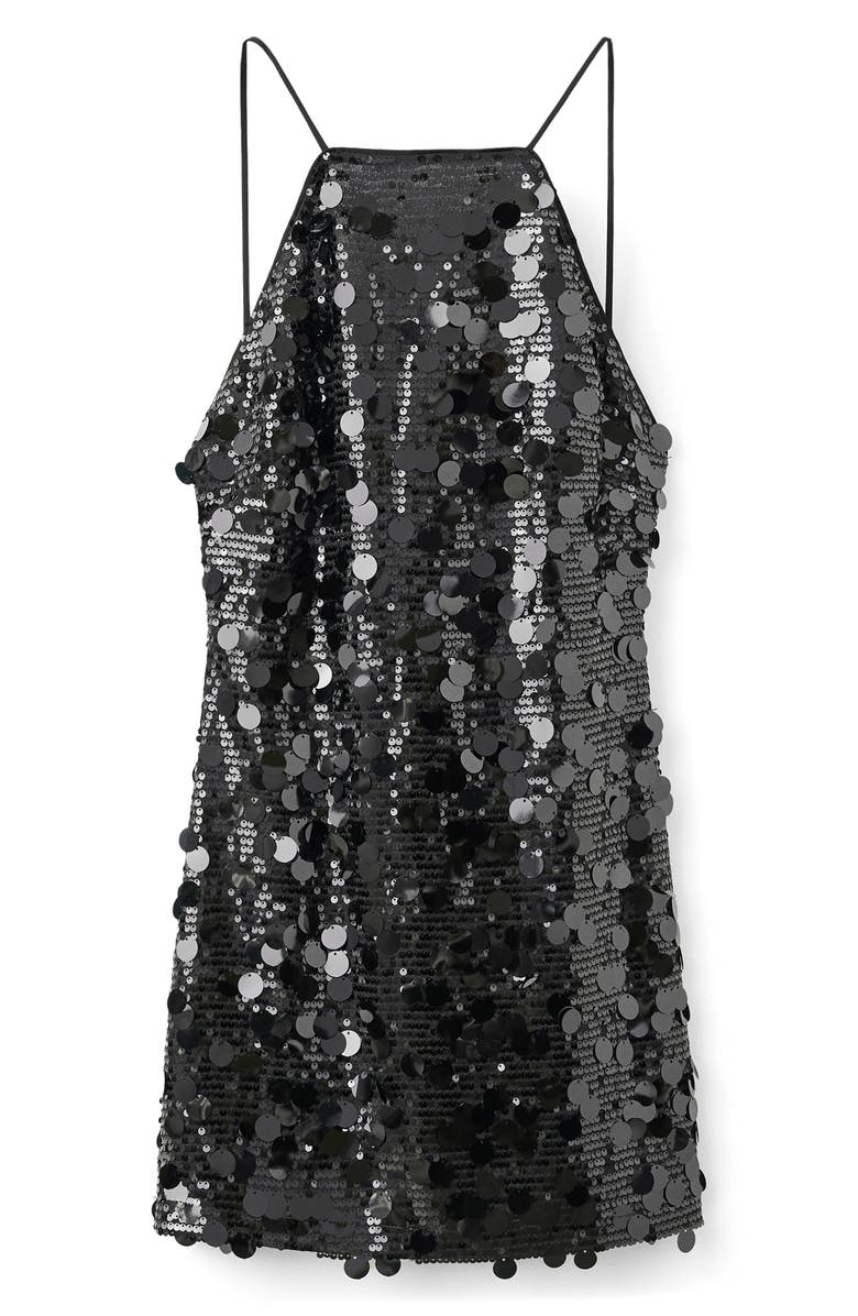 MANGO TEEN Paillette Minidress, Alternate, color, Black