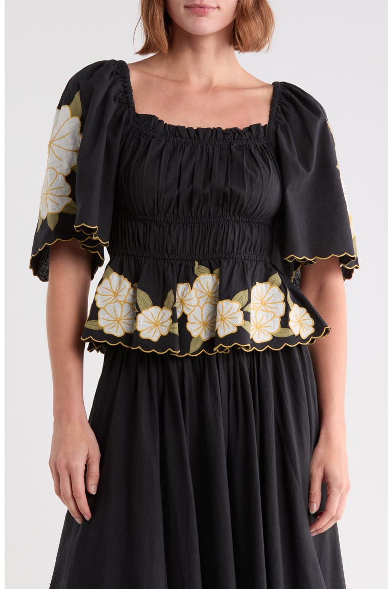 Gia Embroidered Peplum Top, Main, color, BLACK MULTI