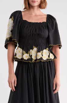 Gia Embroidered Peplum Top