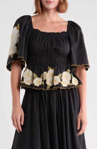 Gia Embroidered Peplum Top