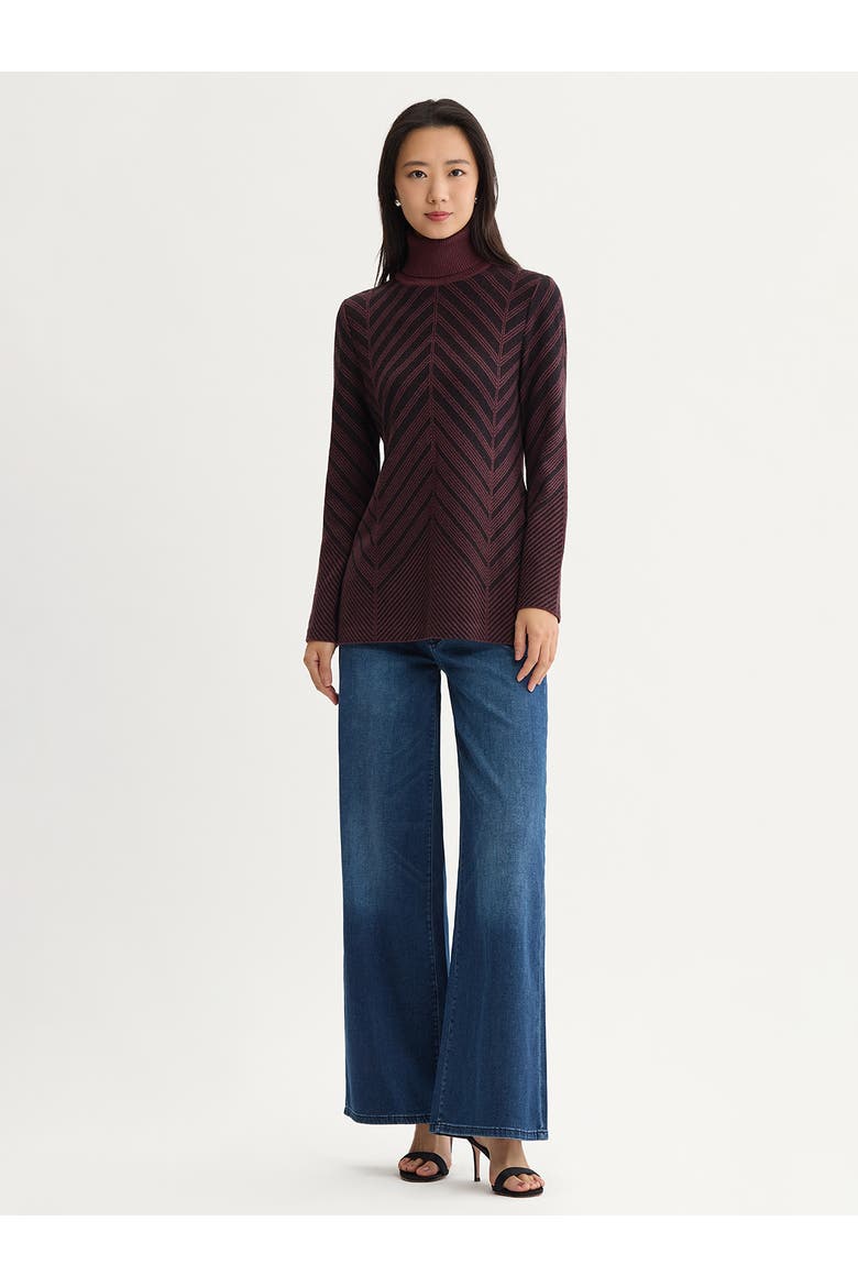 Cheveron Turtleneck Knit Tunic, Alternate, color, Mahogany/Black