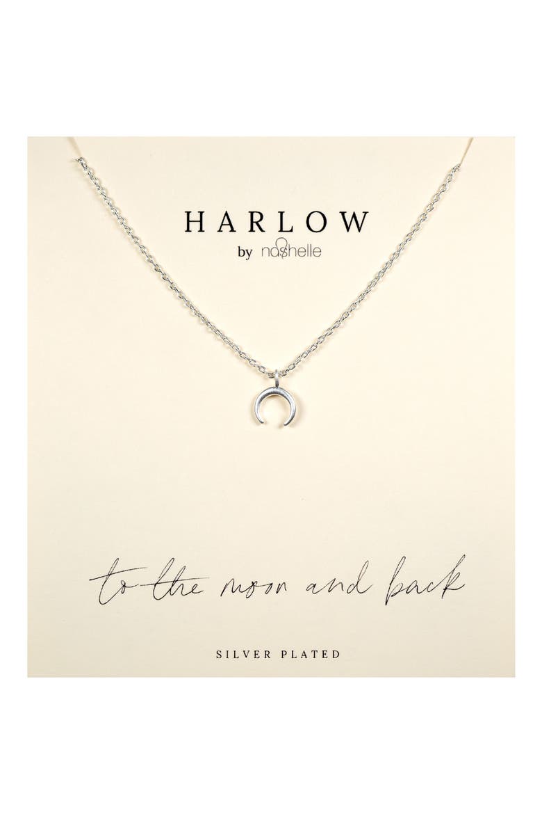HARLOW by Nashelle Crescent Moon Boxed Necklace, Main, color, SILVER