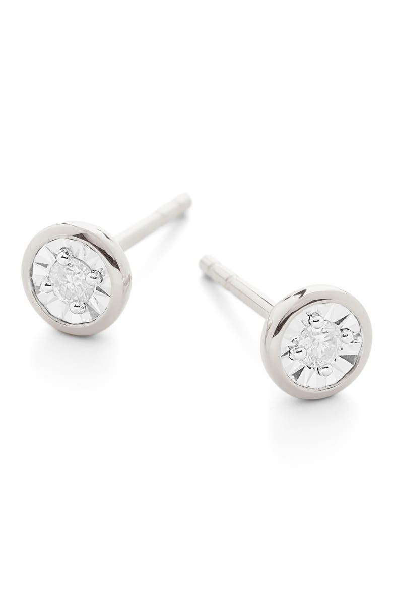 Diamond Solitaire Stud Earrings, Main, color, SILVER