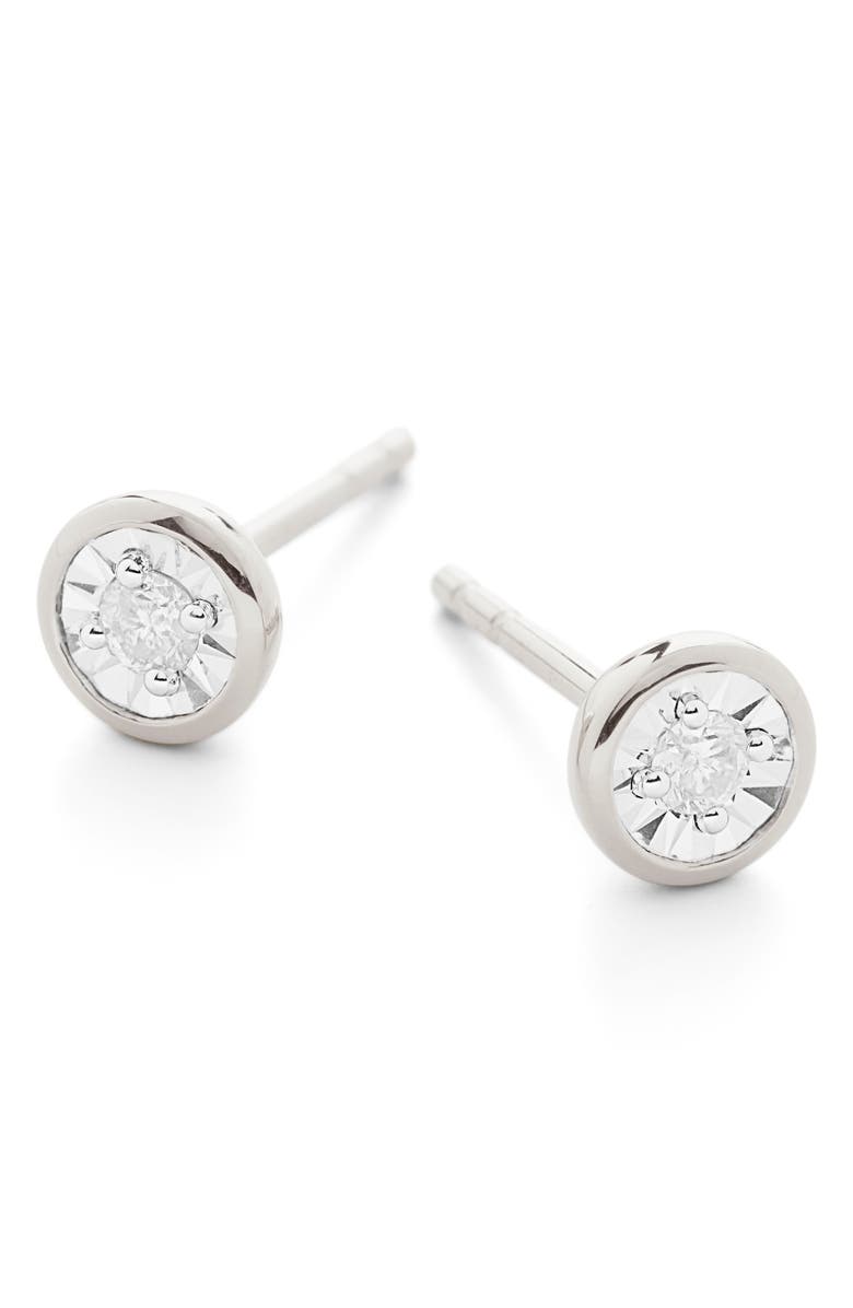 Monica Vinader Diamond Solitaire Stud Earrings, Main, color, Sterling Silver