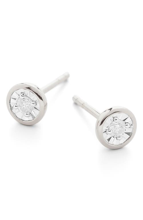 Monica Vinader Diamond Solitaire Stud Earrings in Sterling Silver 