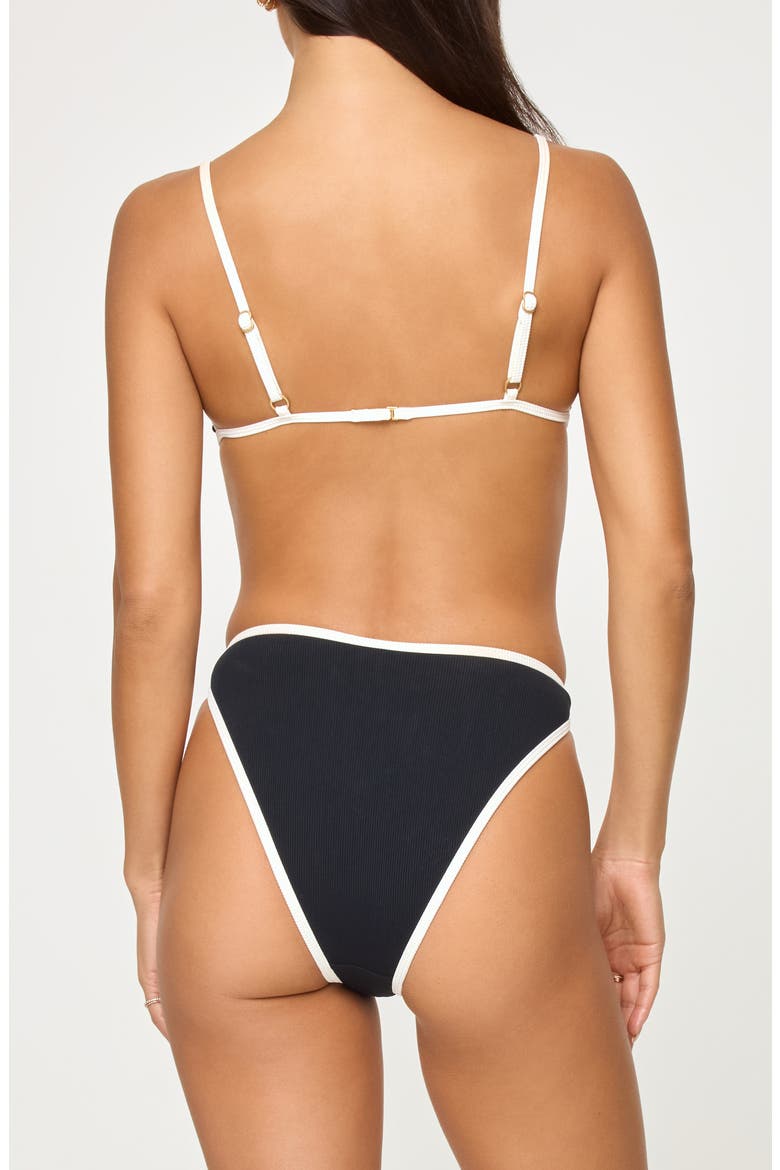 Kourt High Waist Bikini Bottoms, Alternate, color, BLACK/ CREAM