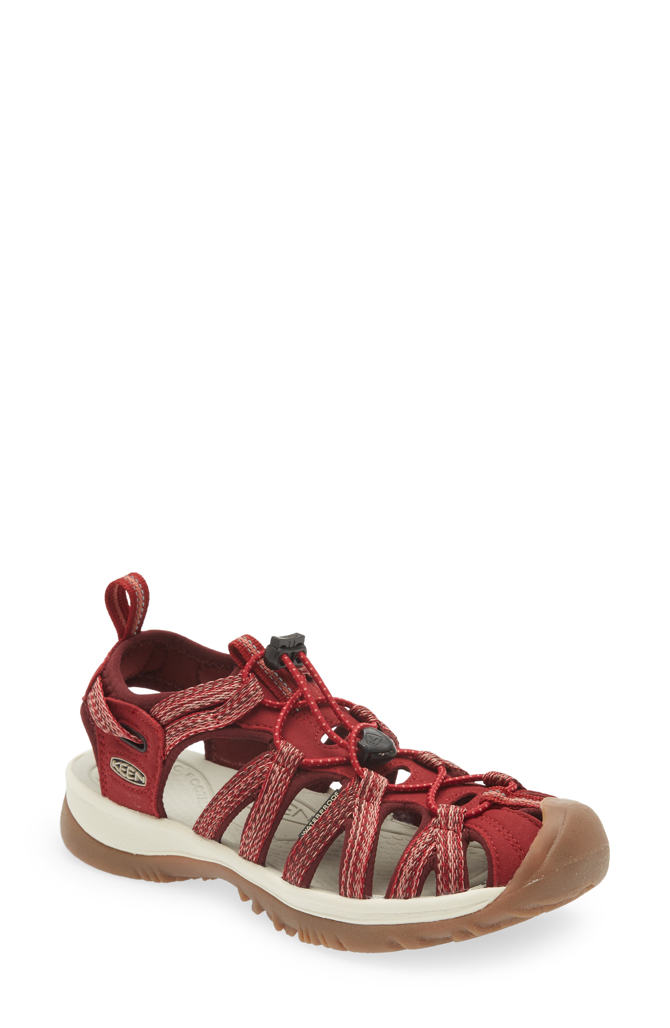 'Whisper' Water Friendly Sport Sandal, Main, color, RED DAHLIA