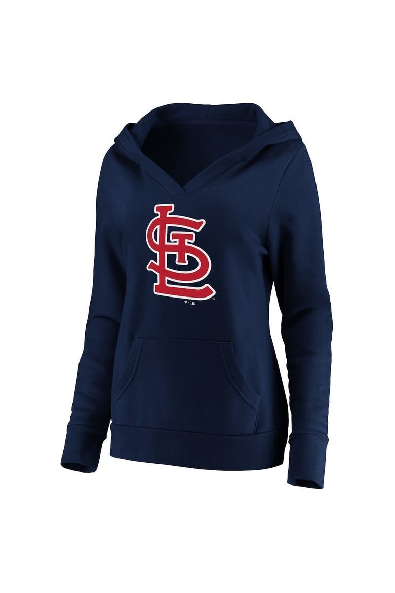 Women's Fanatics Branded Navy St. Louis Cardinals Official Logo Crossover V-Neck Pullover Hoodie, Alternate, color, NAVY