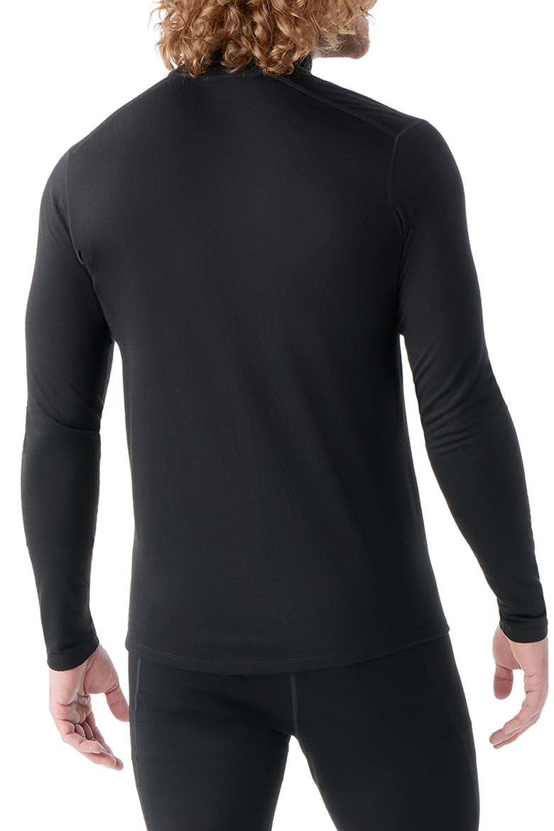 Classic All Season Merino Wool Blend Quarter Zip Base Layer, Alternate, color, BLACK