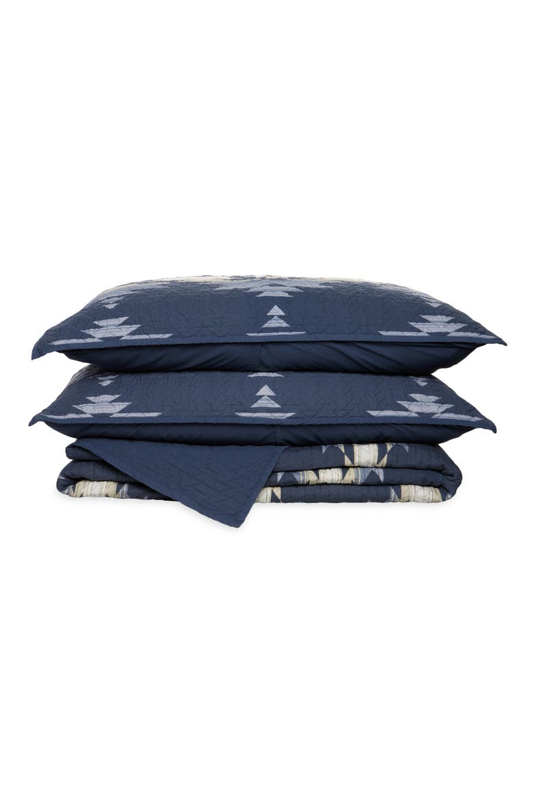 Moonlit Mesa Cotton Coverlet & Sham Set, Main, color, NAVY