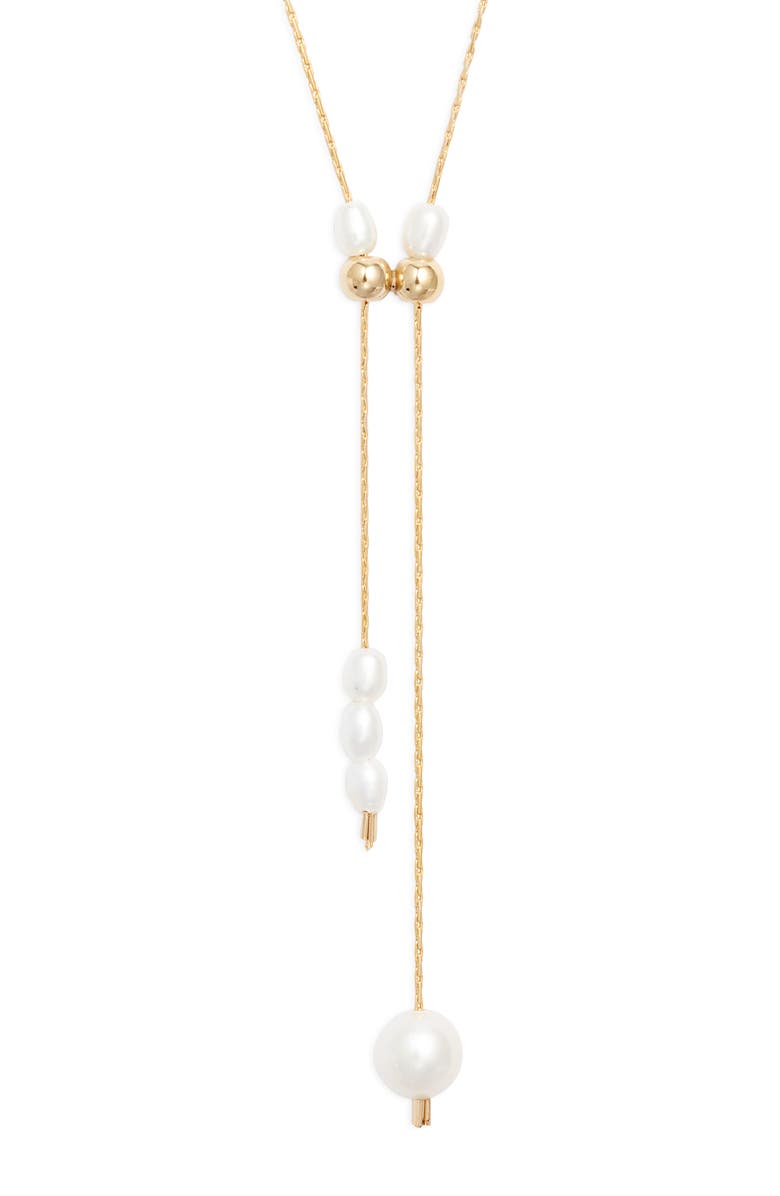 Set & Stones Zara Freshwater Pearl Lariat Necklace, Main, color, Gold