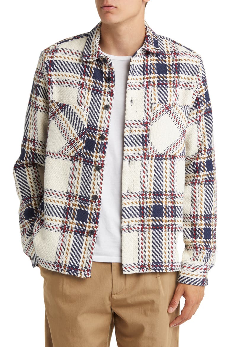Whiting Plaid Overshirt, Main, color, ECRU/ NAVY