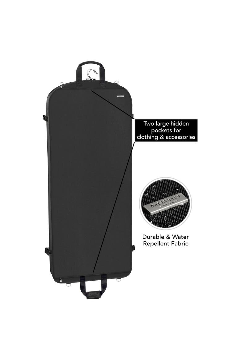 52" Premium Travel Garment Bag with shoulder strap and two large pockets, Alternate, color, Black