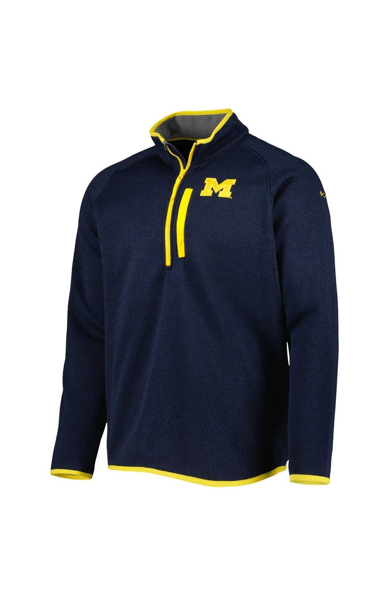 Columbia Men's Columbia Navy Michigan Wolverines Canyon Point Omni-Shield Raglan Half-Zip Pullover Top, Alternate, color,