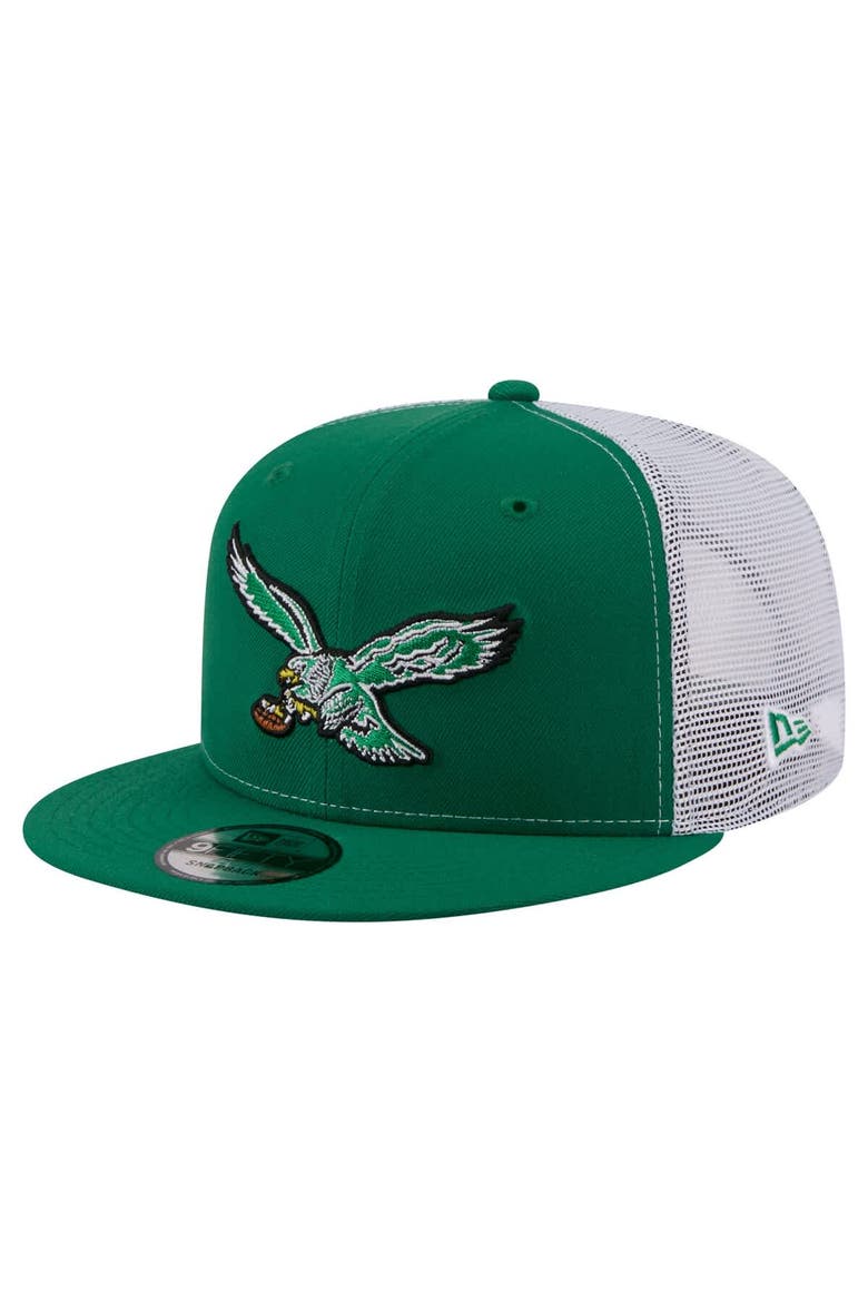 Men's New Era  Kelly Green Philadelphia Eagles Core Team 9FIFTY Trucker Snapback Hat, Main, color, Kelly Green