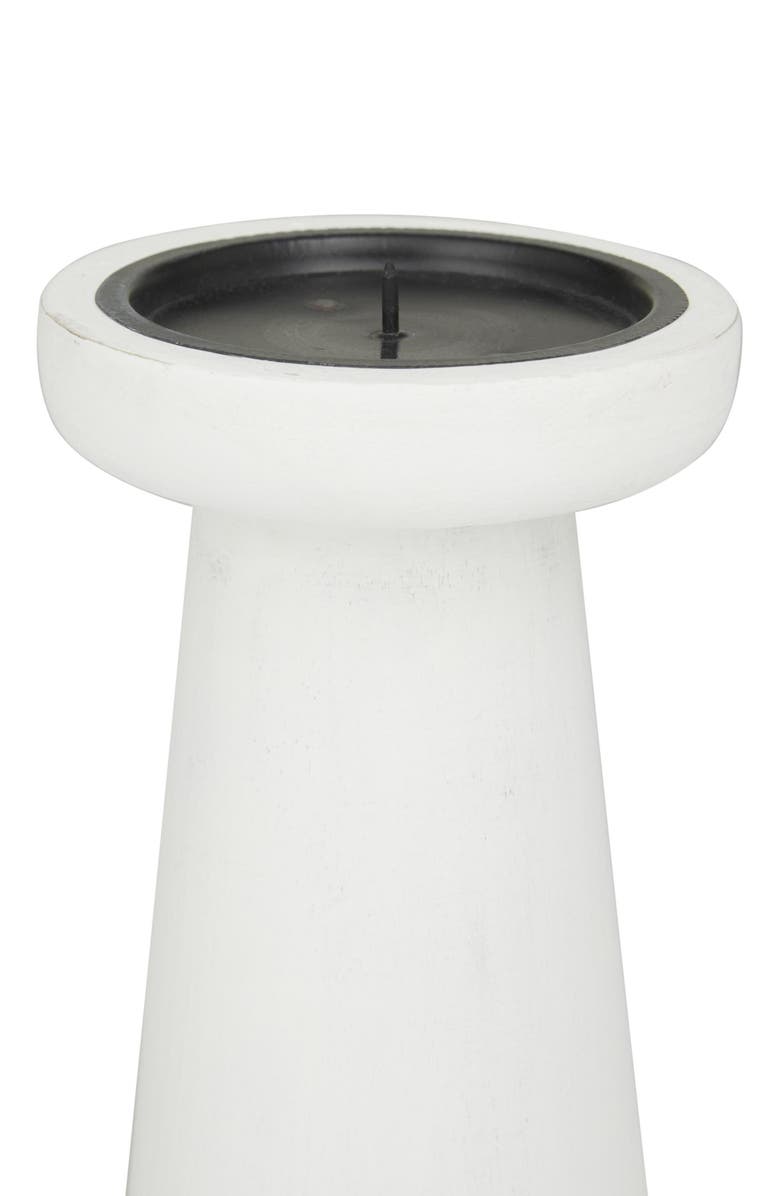 UMA Set of 3 Wood Pillar Candle Holders, Alternate, color, White