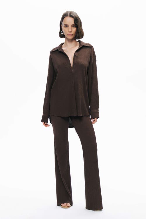 Nocturne Crumpled Fabric Draped Shirt In Coffee