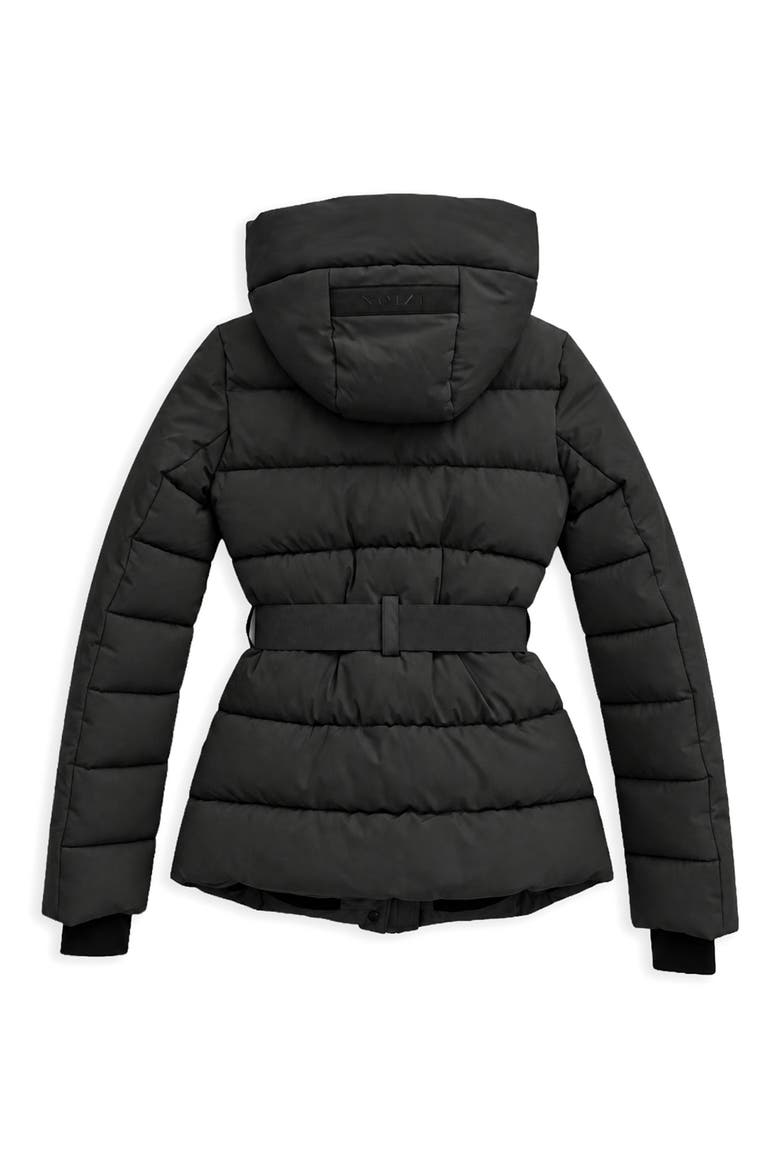 Blanca Hooded Belted Puffer Coat, Alternate, color, BLACK