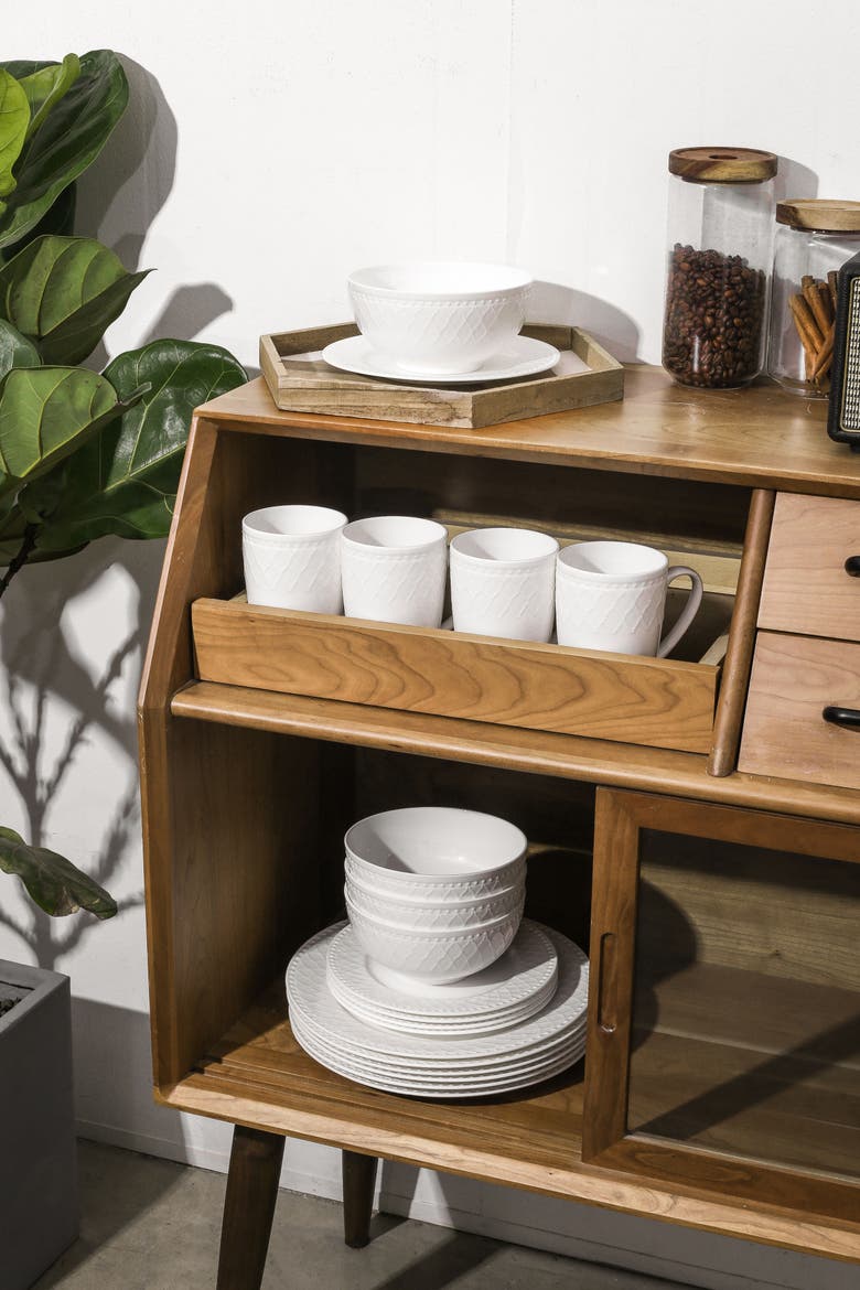 Alexandria Bone China 32-piece Dinnerware Set, Alternate, color, White