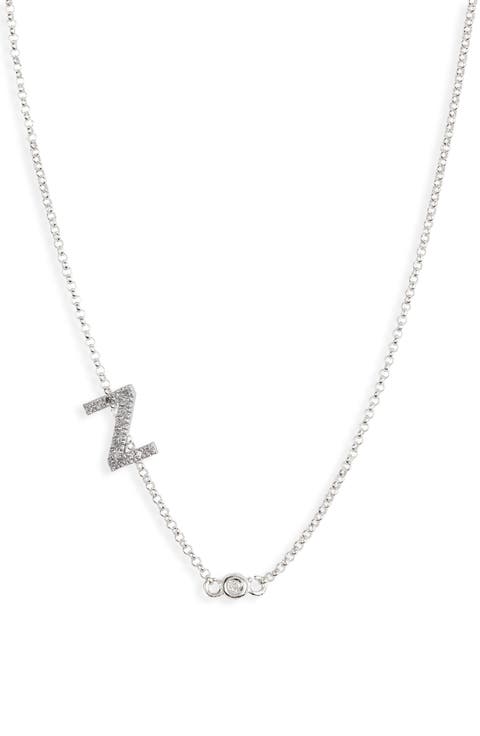 Bezel Diamond Initial Chain Necklace - 0.2ct.