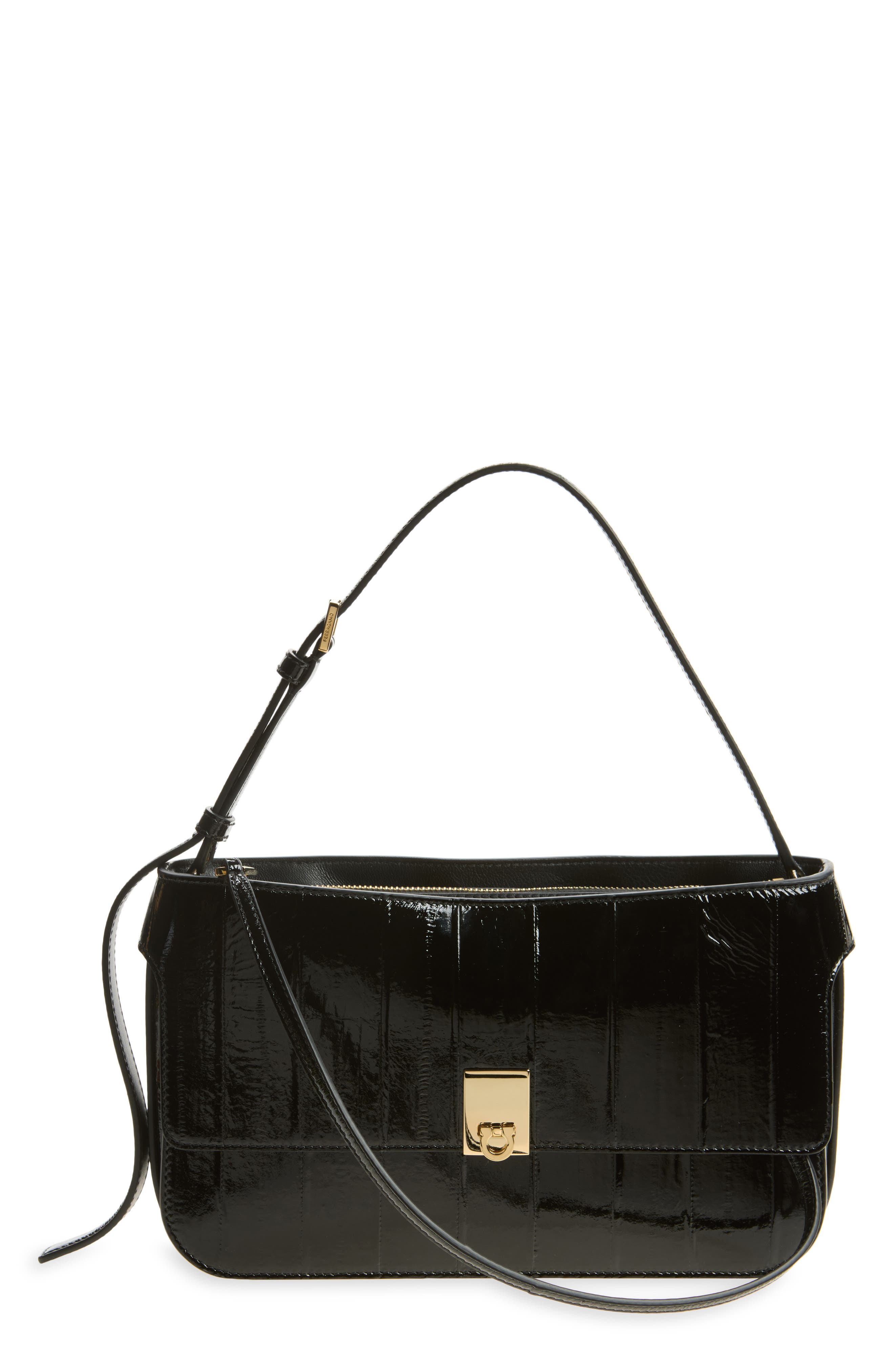 Small Cara Leather Shoulder Bag, Main, color, NERO