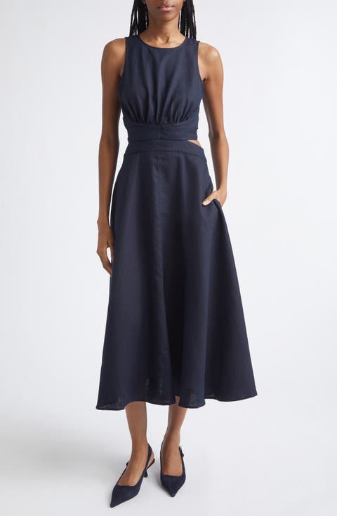 Hazel Cutout Detail Linen & Cotton Dress