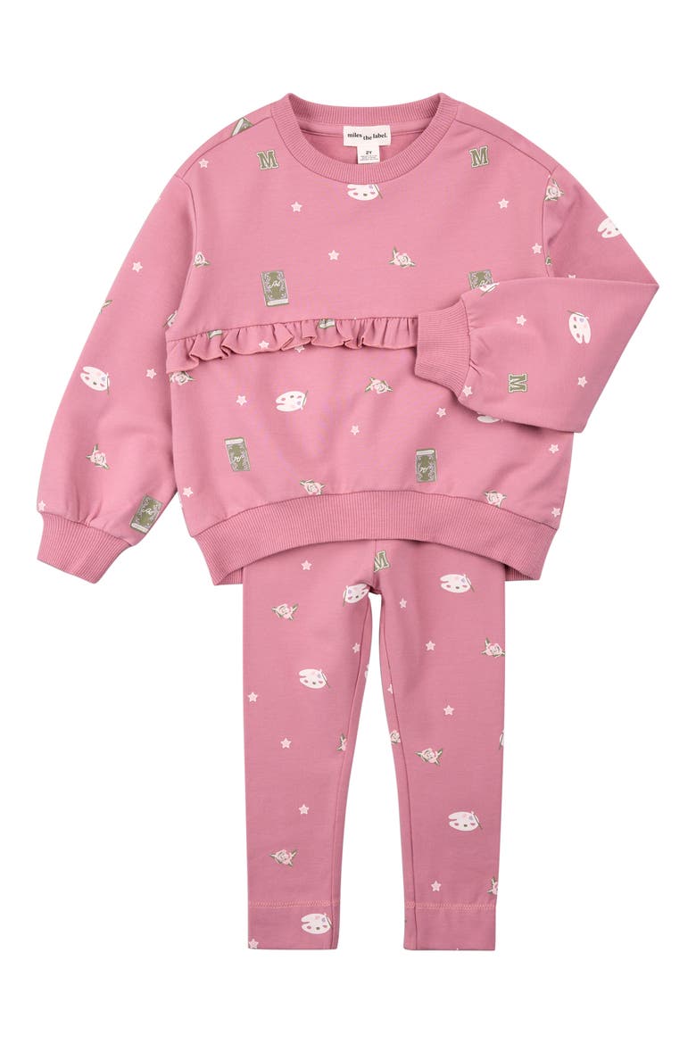 Art Class Ruffle Sweatshirt & Leggings Set, Main, color, DUSTY PINK