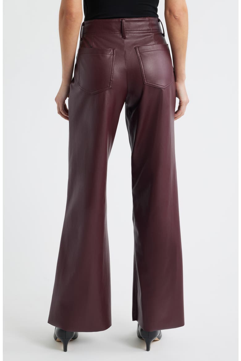 Pintuck Faux Leather Wide Leg Pants, Alternate, color, PLUM